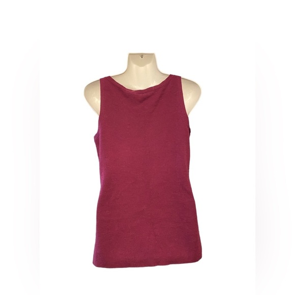 Eileen Fisher Magenta Purple Ultrafine Merino Wool Sequin Front Shell - Picture 4 of 9